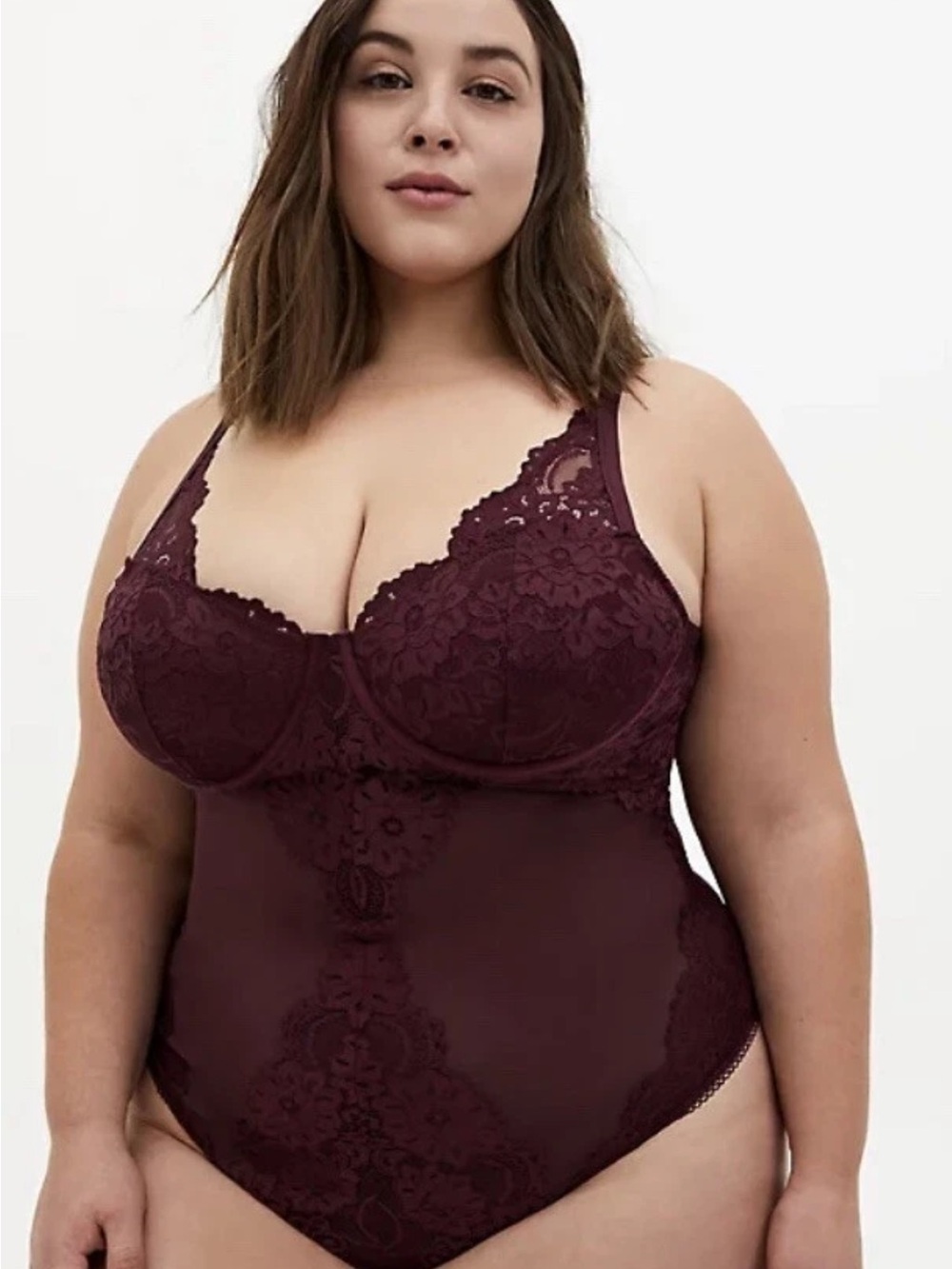 Torrid thong Plus Burgundy Lace Bodysuit